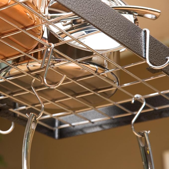 Rogar Hammered Steel Rectangular Pot Rack - Image 5
