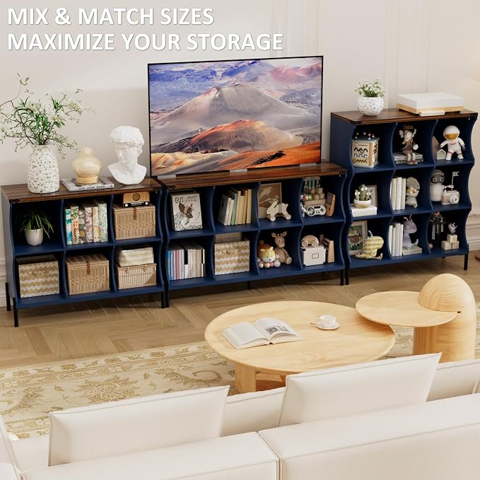 6 Cube Storage Shelf Organizer, Low Book Shelf Bookcase Entryway Table - Image 7