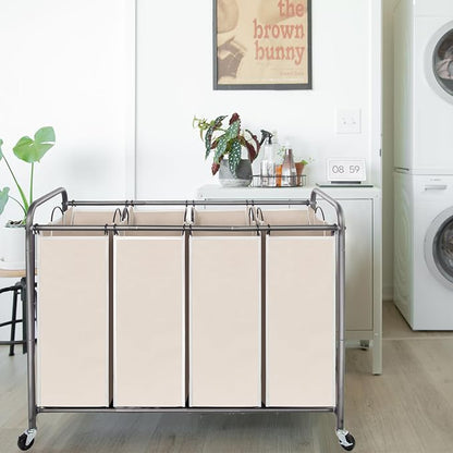 Laundry Sorter Hamper with Wheels, Heavy-Duty Laundry Sorter Rolling Cart - Image 8