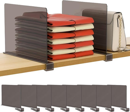 HBlife 8 Pack Grey Shelf Dividers, Vertical Purse Organizer by HBlife
