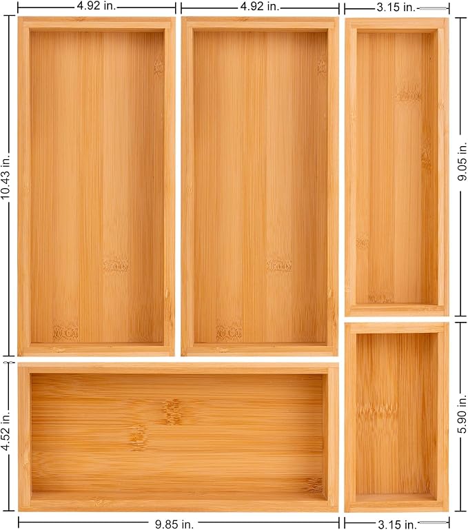 bamboo drawer organizer Set, expandable drawer dividers, wooden storage - Image 7