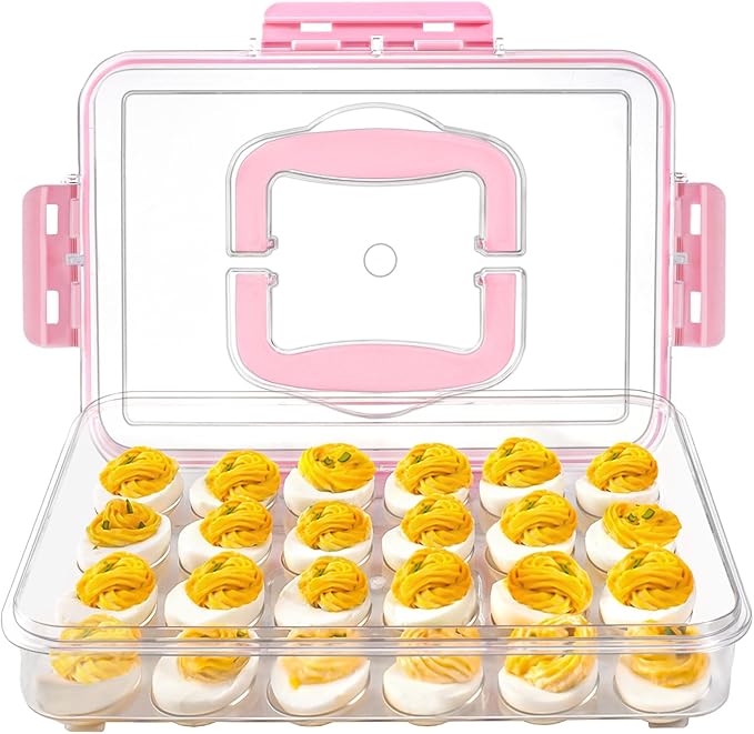 Deviled Egg Containers with Lid and Handle, Durable Clear Plastic Deviled Egg by MesRosa