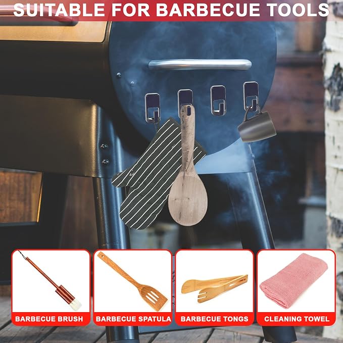 3 Pack Magnetic Grill Hooks for Traeger BAC536, Smoke Magnetic Tool Hooks - Image 5