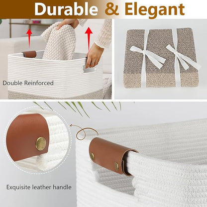 Laundry Hamper 96L Extra Large Laundry Basket, Woven Blanket Basket, Cotton - Image 3