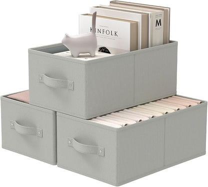 Fabric Storage Boxes for Shelves, 3 Pack Foldable Cloth Bins, Closet Organizers by Unknown