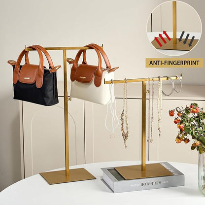 Display Stand Stainless Steel Jewelry Towers Bag Stand Tabletop Double Hook - Image 3