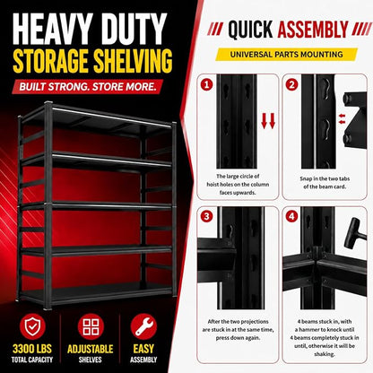 Garage Shelving, 3300 LBS Storage Shelves - Image 5