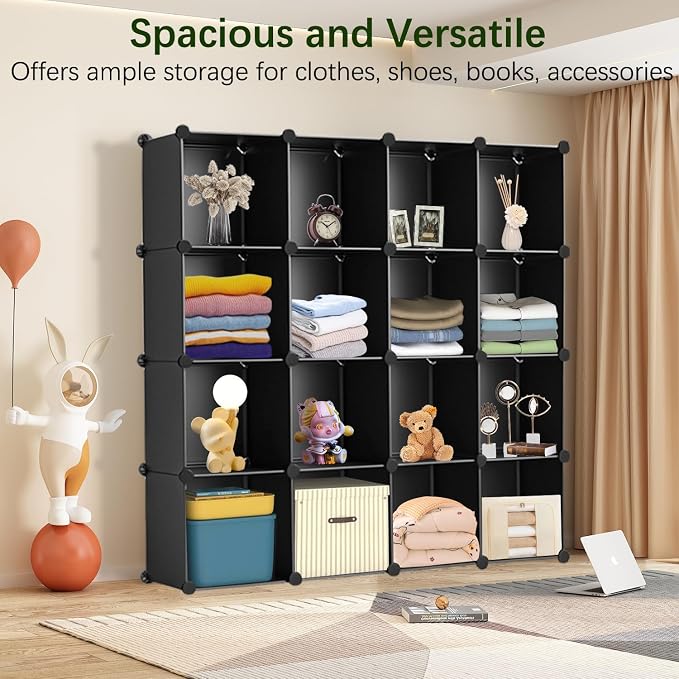 Whitmor 16 Cube Closet Organizers and Storage, Stackable Plastic Closet Shelves - Image 7