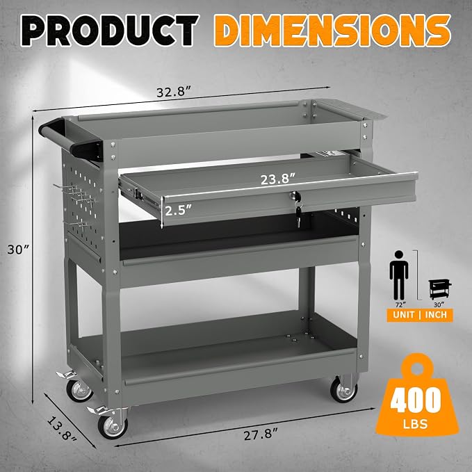 3 Tier Tool Cart on Wheels - Image 2