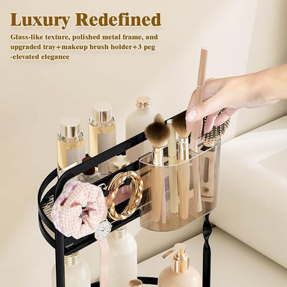 360 Rotating Makeup Organizer, 2-Tier Black Perfume Organizer - Image 3