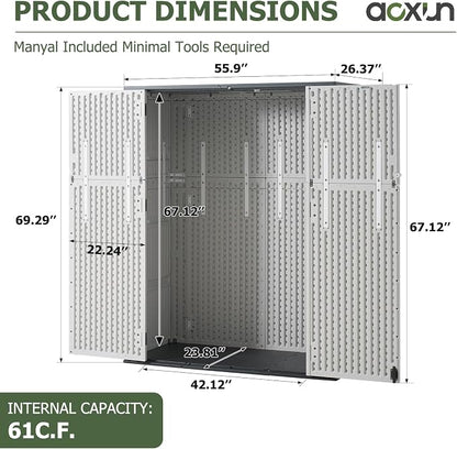 Aoxun 61 Cu.Ft Outdoor Storage Shed, Widened Outdoor Storage Cabinet Waterproof - Image 7