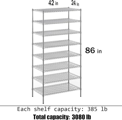 24" Deep x 42" Wide x 86" Height Wire Shelving Kit | 8-Tier | NSF Commercial - Image 3