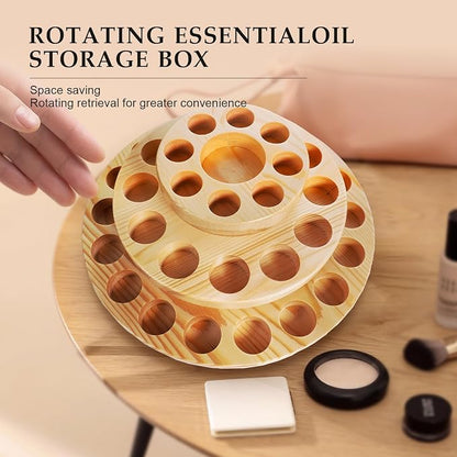 VolksRose Essential Oil Box, Wooden Storage Holds Organizer 39 Slots 3 Layers - Image 4