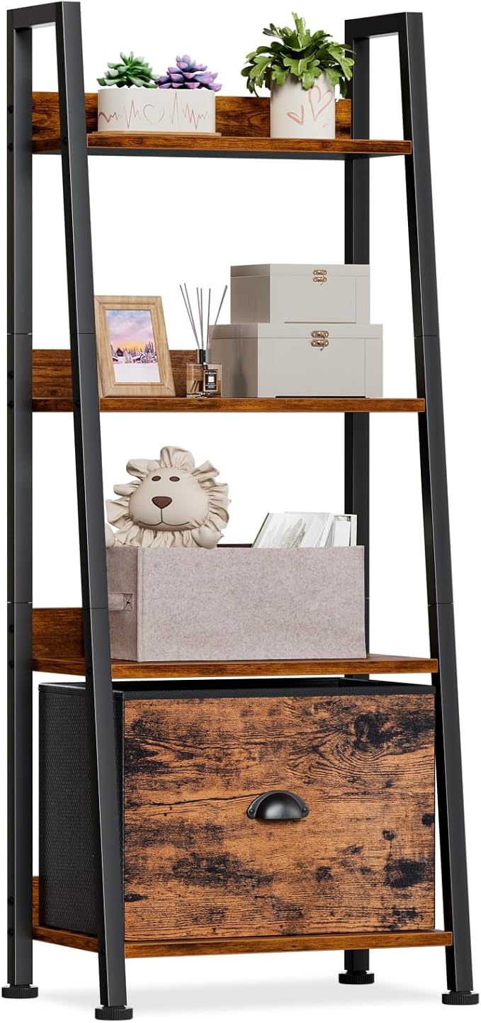 Furologee 4 Tier Ladder Shelf, Small Bookshelf by Furologee