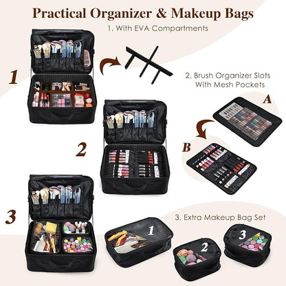 Adazzo Extra Large Makeup Case 8.5” Deep Professional Cosmetic Organizer Box - Image 3