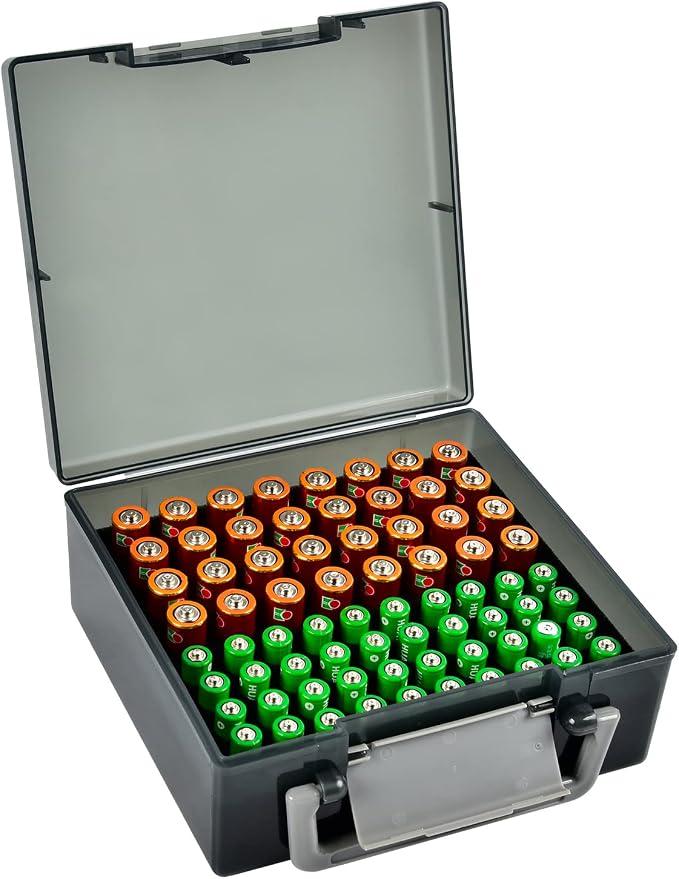 FULLCASE Battery Storage Organizer Holder Holds 72 AA AAA Batteries, Box Cases by FullcaseEasyLifeStorage