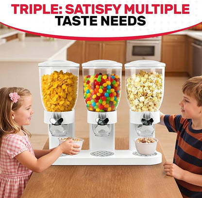 Triple Cereal Dispenser Countertop 2L, Airtight Cereal Containers Storage - Image 2