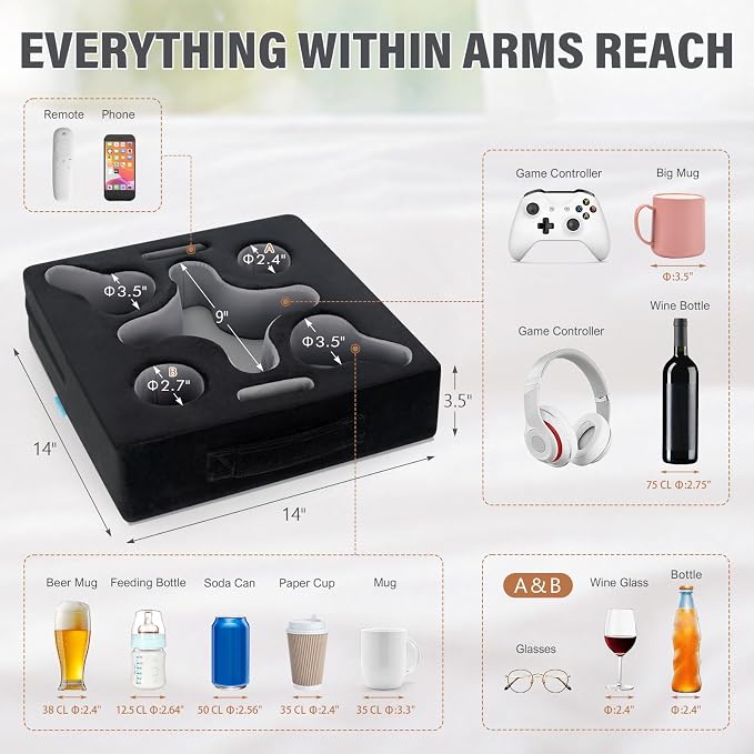 Couch Cup Holder Pillow-Sofa Cup Holder Tray Caddy Cupholder - Image 5