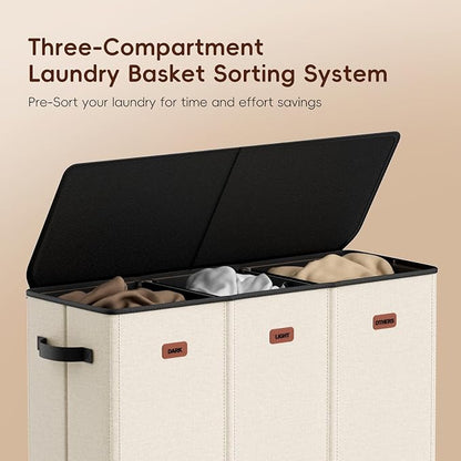 185L Laundry Hamper 3 Section, Laundry Hamper - Image 4