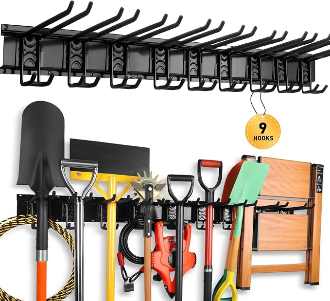 ELEAD 9-Pairs Heavy Duty Garage Tool Organizer Wall Mount Hooks, 48 Inches 730 by ELEAD