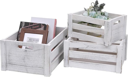 Set of 3 Nesting Wooden Crates, Small Rustic Farmhouse Wood Storage Boxes - Image 7