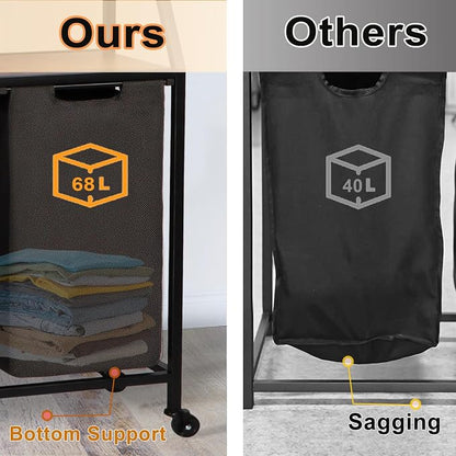 Laundry Hamper, Laundry Sorter, Rolling Laundry Basket - Image 3