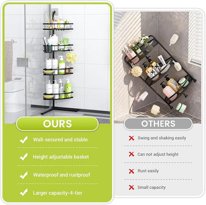 Aitatty Corner Shower Caddy Standing: 4-tier Rustproof Shower Organizer Shelf - Image 3