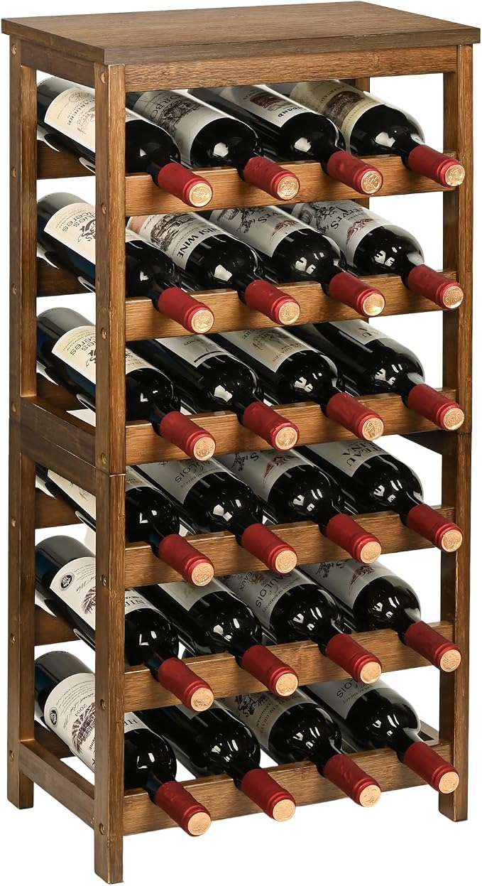 VASMIA Wine Rack Freestanding Floor, 6-Tier Display Wine Storage Shelves by VASMIA
