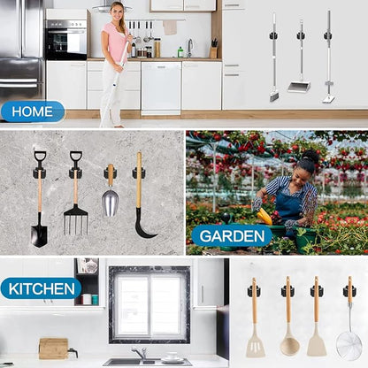 12PCS Broom and Mop Holder, Heavy Duty Garden Tool Organizer Rack Rake and - Image 7