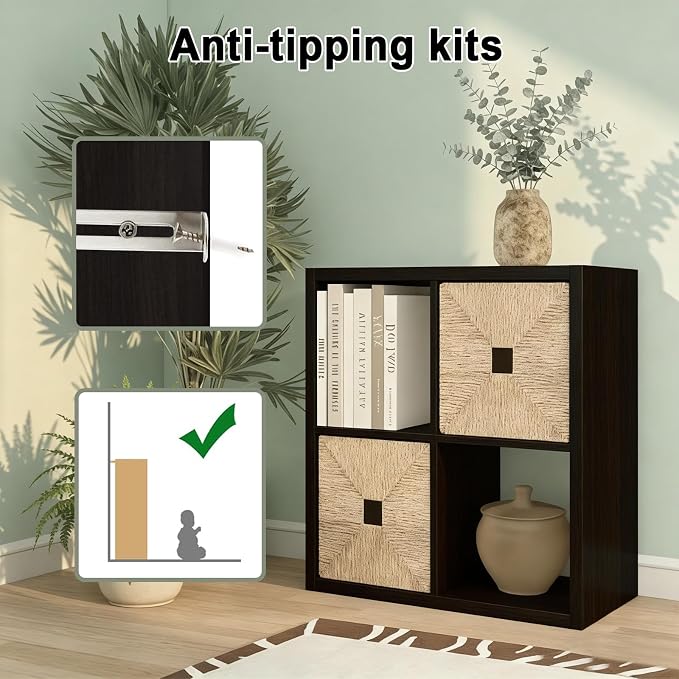 CTESNE【2026 Wooden Thick Frame 4 Cube Storage Organizer Shelf - Image 5