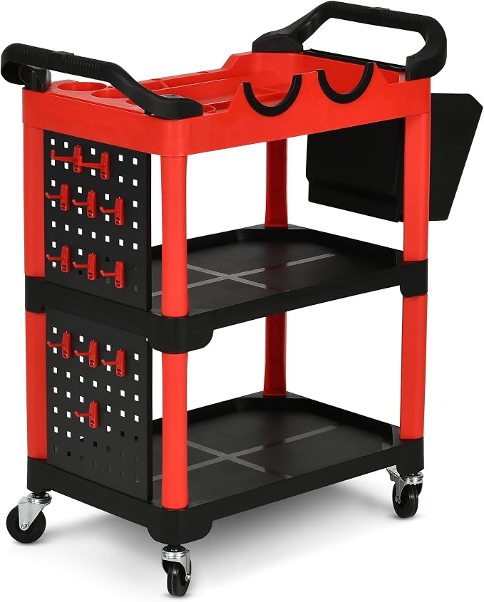 DWVO Auto Detailing Cart with Wheels, 3-Tier Rolling Tool Organizer with 2 - Image 8