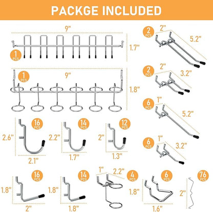 INCLY 176PCS Extra Thick Pegboard Hooks, 1/4" Heavy Duty Metal Peg Board Hooks - Image 4