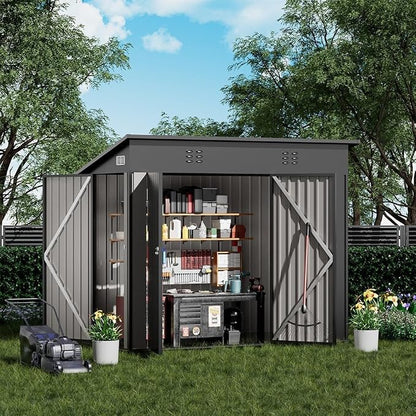 COMHOMA 8'x4' Shed Outdoor Storage, Metal Garden Tool Utility | Steel Tool Shed - Image 2