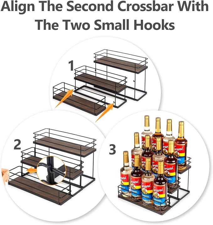 12 Bottle Capacity Coffee Syrup Organizer 3 Tier Coffee Syrup Stand Shelf - Image 2