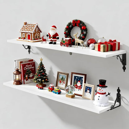 Fun Memories 36 Inches Floating Shelves, Rustic Long Wall Shelves, 8 Inch Deep by FunMemories
