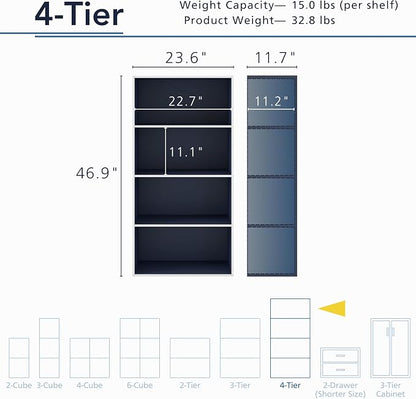 Homes: Inside + Out Apexa 4-Tier Cube Storage Organizer Shelves, Stackable Wood - Image 3