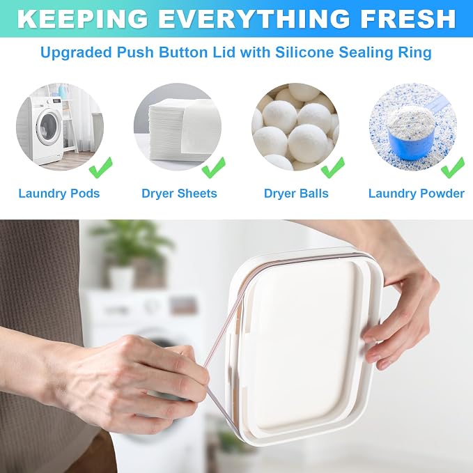 Laundry Pods Container, 1 Pack 4.76 qt. / 152 fl oz Powder Holder Dispenser - Image 4