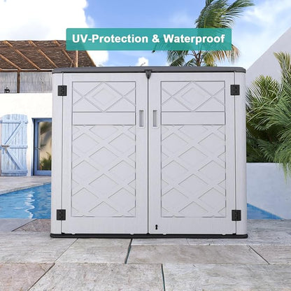 KINYING Horizontal Outdoor Storage Shed, 47 Cu.ft Resin Outdoor Storage Cabinet - Image 3