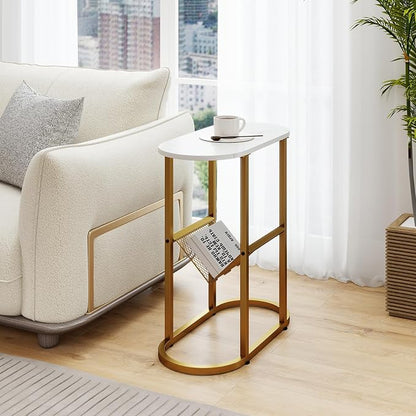 Tangkula Oval Narrow Side Table, 2-Tier End Table - Image 2