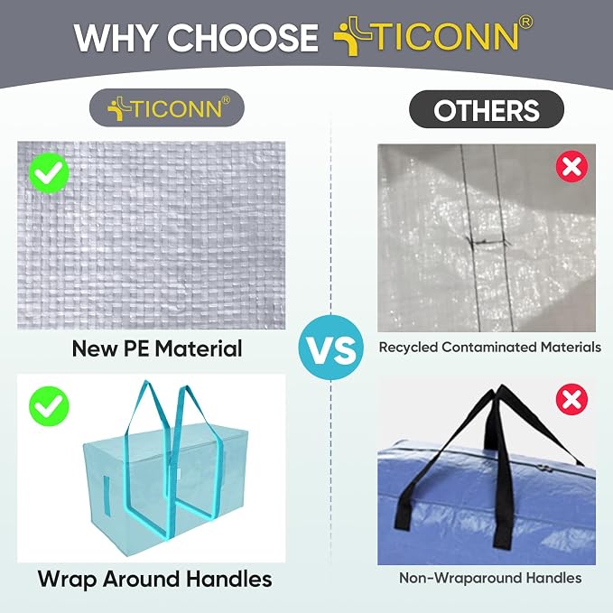 TICONN 4 Pack Extra Large Moving Bags - Image 4