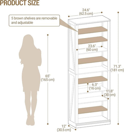 Hzuaneri Shoe Storage Cabinet, 10 Tiers Farmhouse Tall Shoe Cubby Organizer | - Image 2