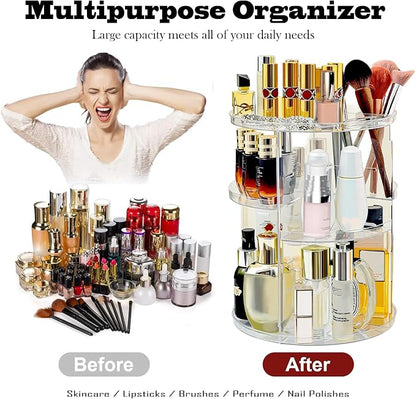 360 Rotating Makeup Organizer for Vanity Adjustable Cosmetic Display Case Large - Image 6