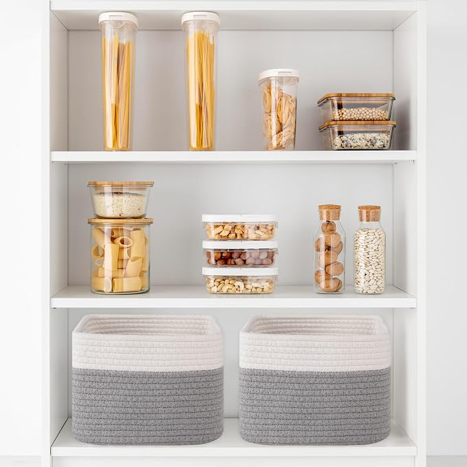 OIAHOMY 9”x9”x7” Storage Cubes, Cotton Rope Woven Baskets - Image 6