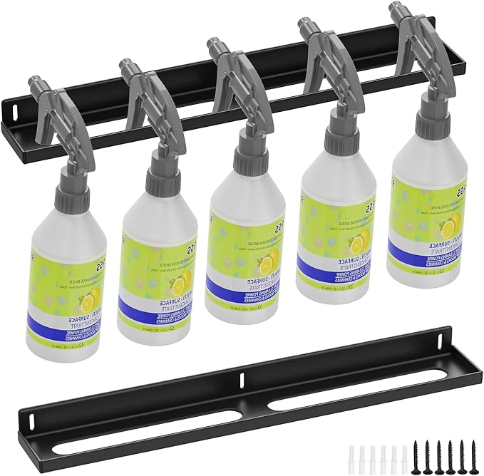 Spray Bottle Holder Wall Mount, 14 Inch Metal Universal Lightweight Organizer by FaloStwer