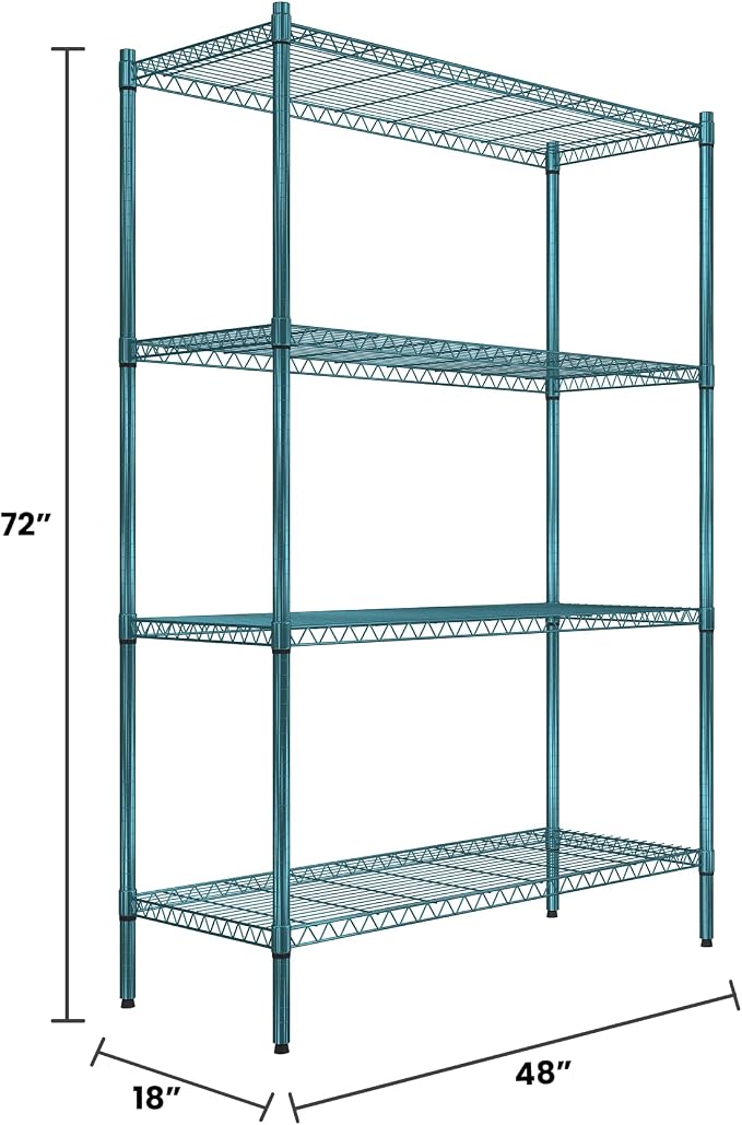 Quantum Storage Systems RWR72-1848LDP Adjustable Wire Green Epoxy 4 Shelves 72" - Image 2