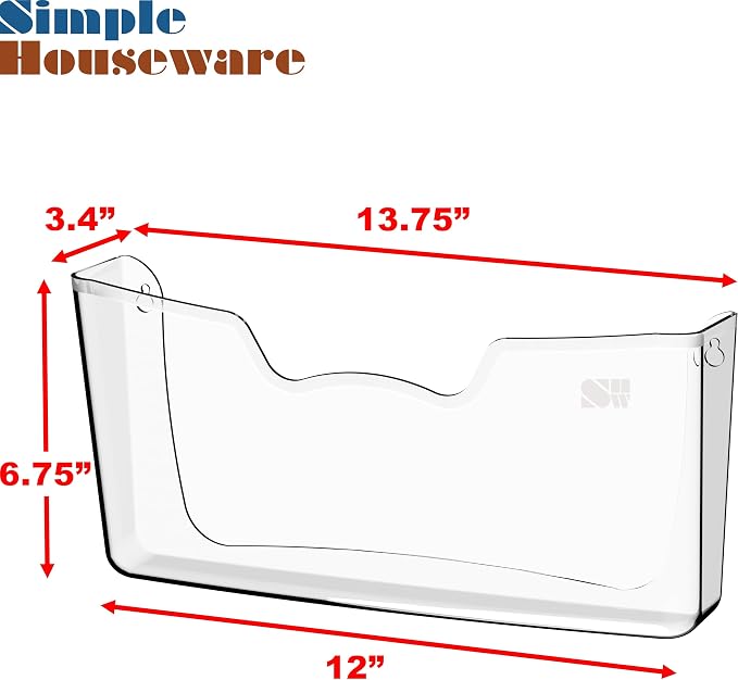 Simple Houseware Clear Wall Mount Pocket Hanging File Holder, 13.75" Width - Image 3