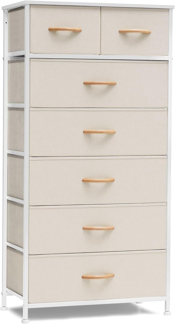 Fabric Dresser with 7 Drawers, Vertical Storage Tower | Sturdy Steel Frame by CrestliveProducts