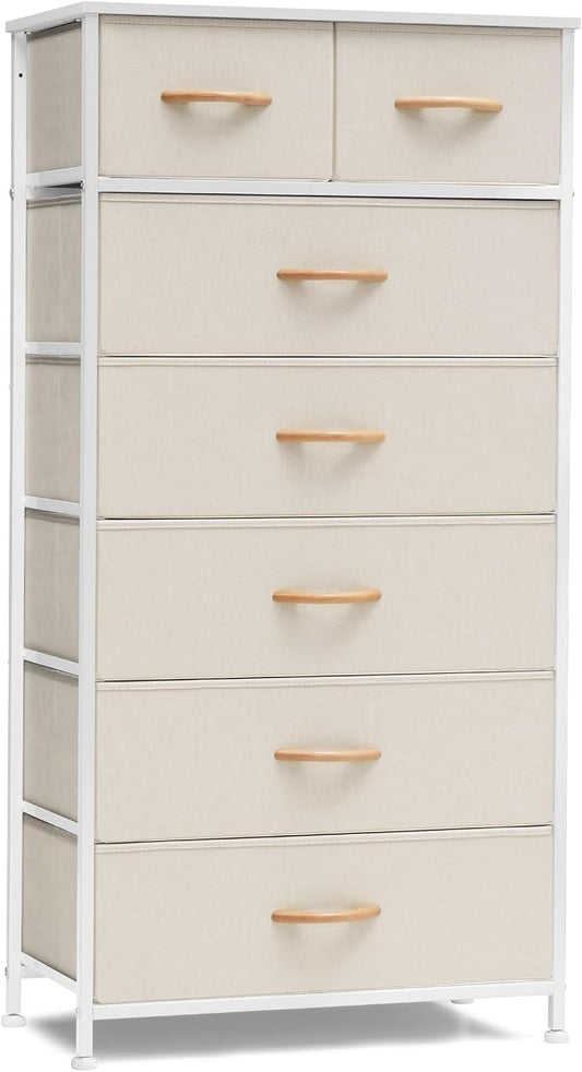 Fabric Dresser with 7 Drawers, Vertical Storage Tower | Sturdy Steel Frame by CrestliveProducts