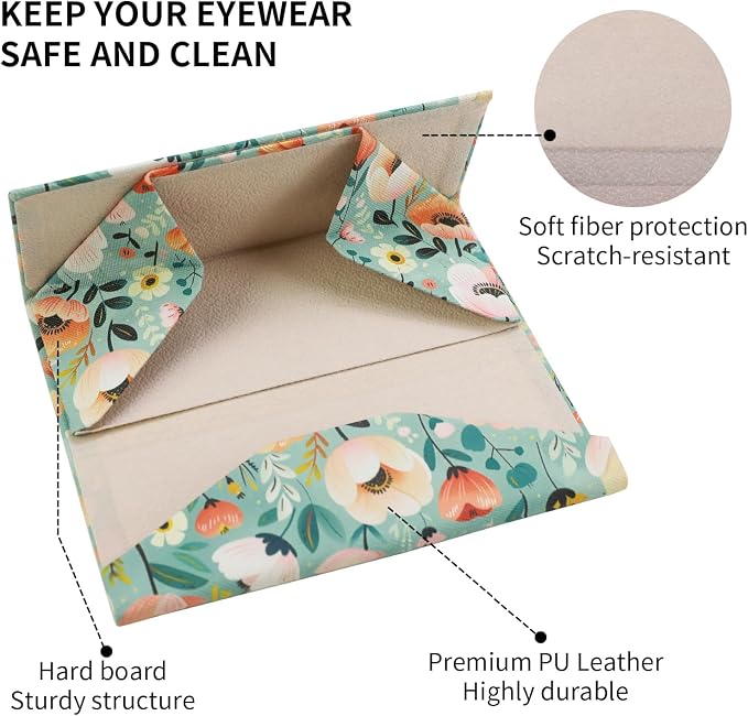 Foldable Glasses Case, Magnetic PU Leahter Sunglasses Case, Cute Hard Shell - Image 4