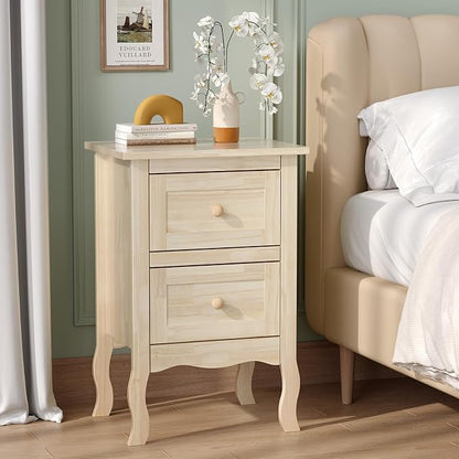 VINGLI Unfinished Solid Wood Nightstand by VINGLI